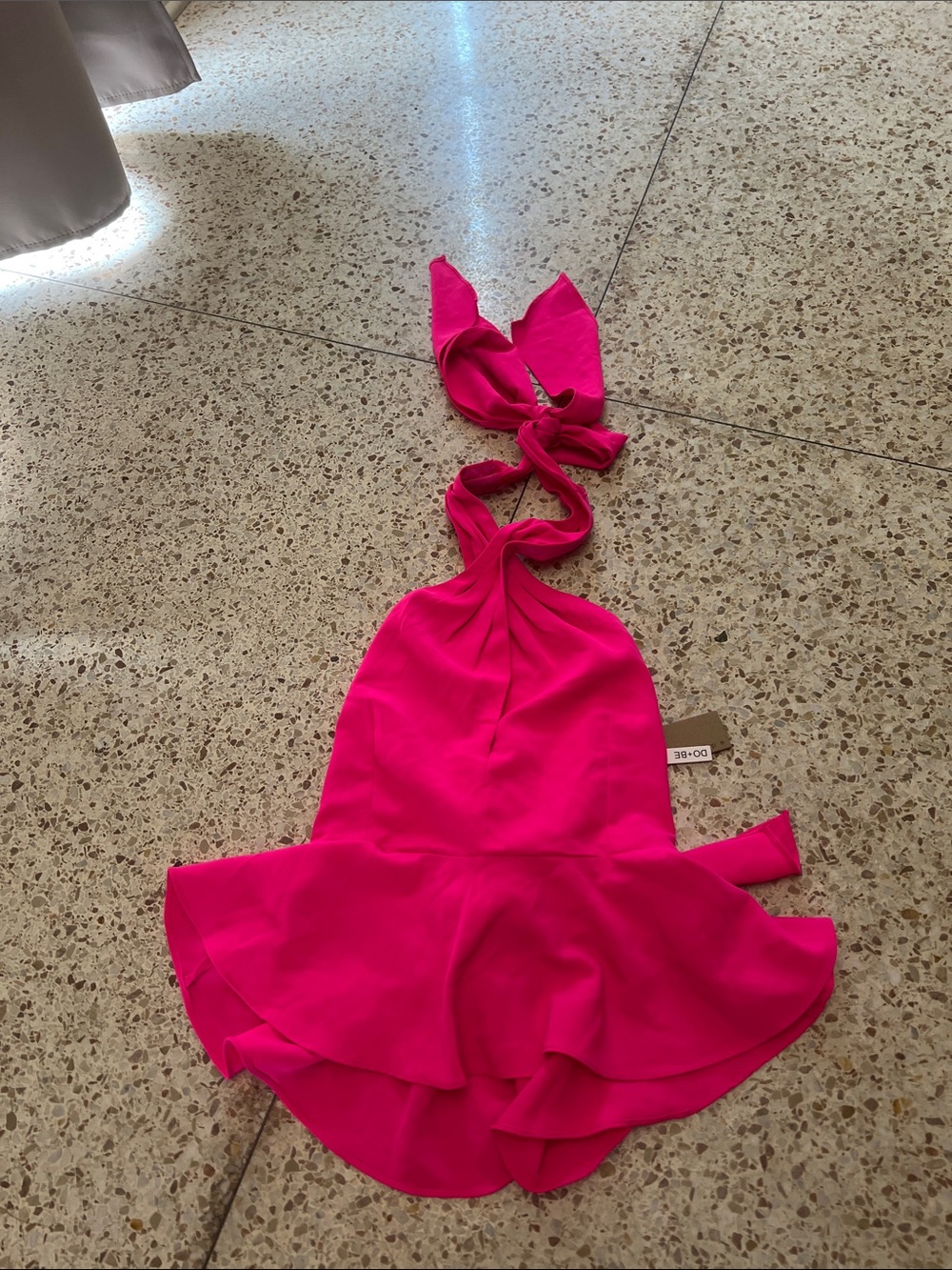 DO+BE Hot Pink Halter Dress with Tie Straps